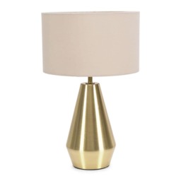 ValueLights Jax Antique Brass Touch Table Lamp Cream Shade and Bulb