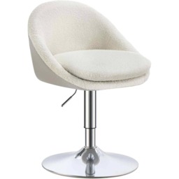 Height Adjustable Office and Vanity Chair, Swivel Stool with Backrest, Steel Frame, Cream White