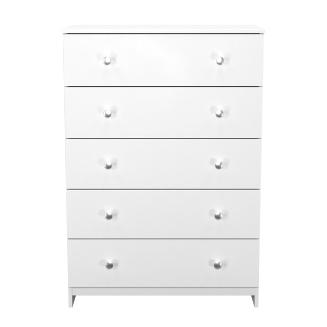 Heydon 5 Drawer Chest of Drawers in White & White Matt (Ready Assembled) White White & White Matt