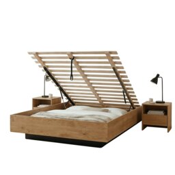 Koping Double 4ft6 Gas Lift Ottoman Bed with Underbed Storage in Natural Pine