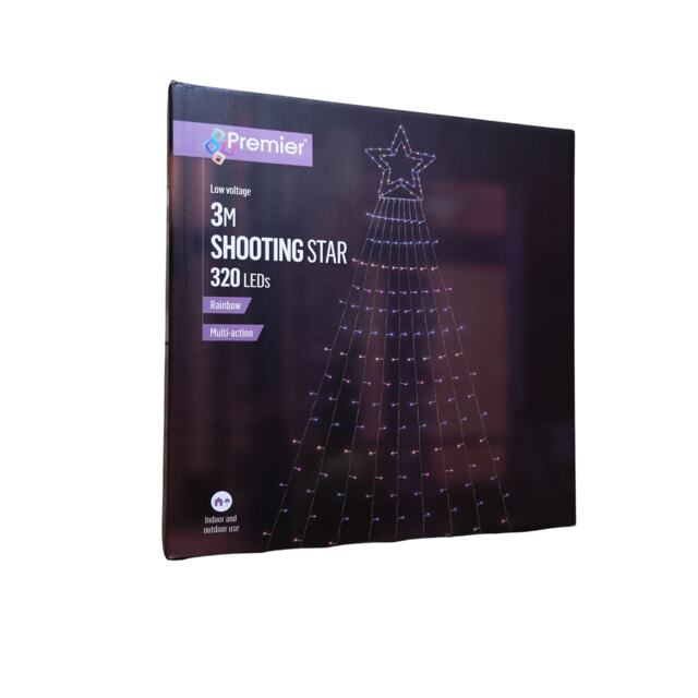 3m Indoor Outdoor Shooting Star Multifunction LED Christmas Decoration with Timer in Rainbow