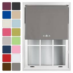 FURNISHED Blackout Roller Blinds with Triple Diamond Eyelets Cut to Size Easy Fit Window Shade - (W)90cm x (L)165cm Grey Dark Grey (W) 90cm x (L) 165cm