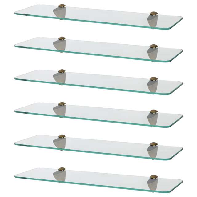 Harbour Housewares Rounded Floating Glass Shelf - 50cm - Metallic Brackets - Bathroom Shower Storage Vanity Display Unit Shelf Gold Gold 6