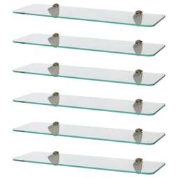Harbour Housewares Rounded Floating Glass Shelf - 50cm - Metallic Brackets - Bathroom Shower Storage Vanity Display Unit Shelf Gold Gold 6