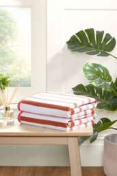 Amalfi Cotton Towels Striped Luxury Soft Quick Dry Absorbent (Set Of 2) Pink Face cloth 2