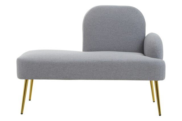 Orsina Grey Left Arm Chaise Lounge, Modern Luxury Grey and Gold Chaise Lounge, Contemporary Chaise Lounge Sofa