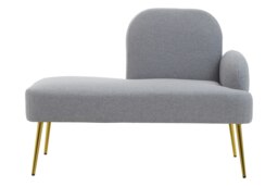 Orsina Grey Left Arm Chaise Lounge, Modern Luxury Grey and Gold Chaise Lounge, Contemporary Chaise Lounge Sofa
