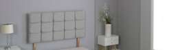 "Silver Linen Cube Headboard Silver 3FT Single 26""inch Headboard"