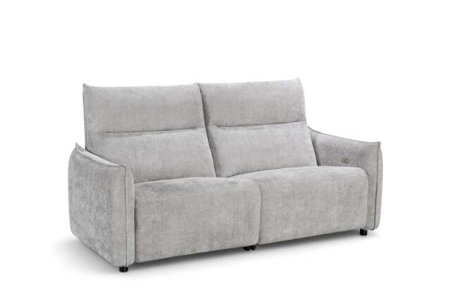 Woven Chenille Grey 3 Seater Electric Recliner Sofa CARRERA