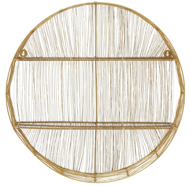 Interiors by Premier Black Wire Round Wall Shelf, Modern Metal Wall Shelf, Chic Black Wall Shelf, Wall Shelf for Living Room Gold
