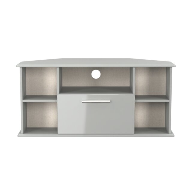 Windsor Corner TV Stand in Grey Gloss & Dusk Grey (Ready Assembled) Grey Grey Gloss / Dusk Grey