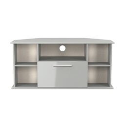 Windsor Corner TV Stand in Grey Gloss & Dusk Grey (Ready Assembled) Grey Grey Gloss / Dusk Grey