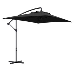 Outsunny 3 m Cantilever Parasol with Cross Base, Crank Handle, 6 Ribs, Black
