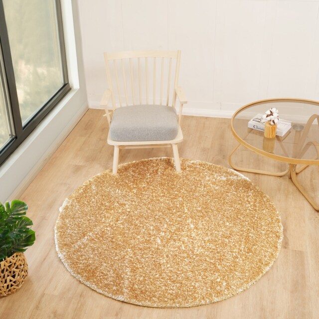 LIVABLISS Cloudy Shaggy-Solid Color Plush Soft Pile Round Rug Ø120 cm Yellow