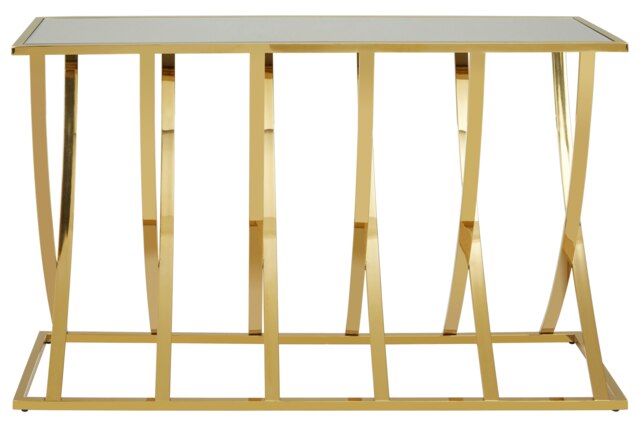 Orsina Chrome Finish Console Table, Elegant Design Modern Console Table, Functional And Sleek Hallway Table