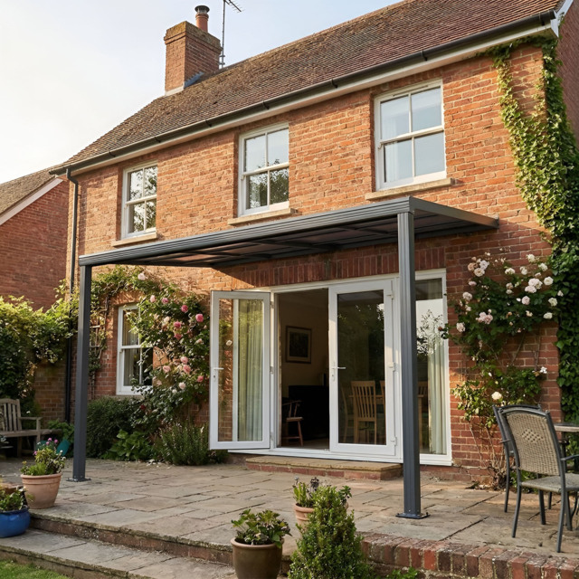Veranda Garden Canopy Retractable Sliding Roof 4.26m x 3.05m Anthracite