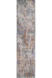 KUKOON Silver Gold Metallic Distressed Abstract Non Slip Washable Low Pile Runner Rug 60cm x 240cm Silver