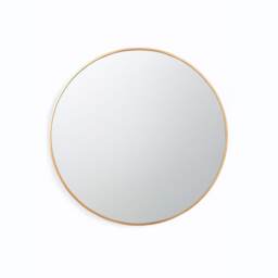 Neo 60cm Gold Round Metal Frame Wall Mirror Float Glass HD Reflection Anti Rust Moisture Proof Wall Mounted Bathroom Bedroom Hallway Living Room Vanity Gold Gold