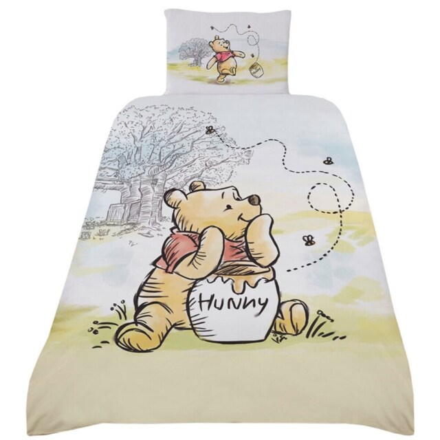 Winnie the Pooh Reversible Duvet Set Yellow Yellow/White/Red Single 1
