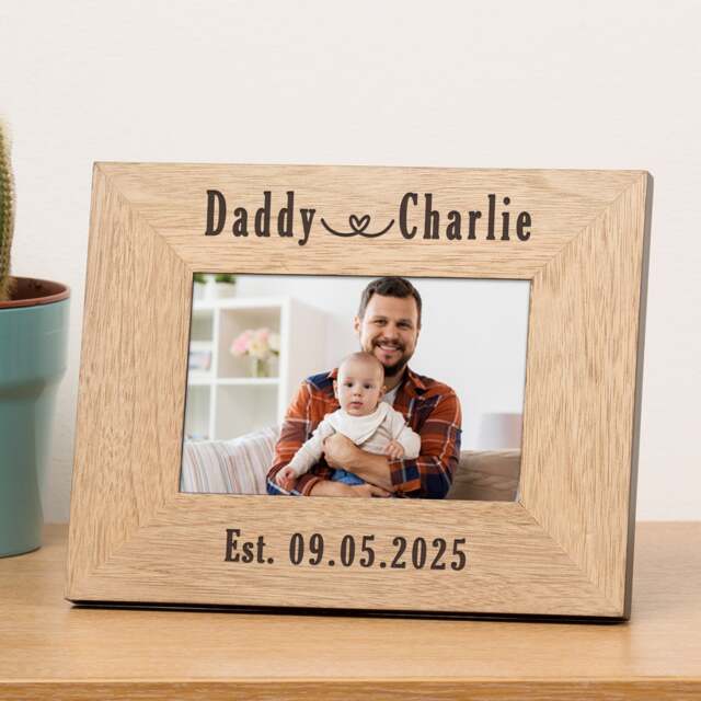 Personalised Daddy New Baby Wood Picture Frame 7 x 5 Fathers Day Dad
