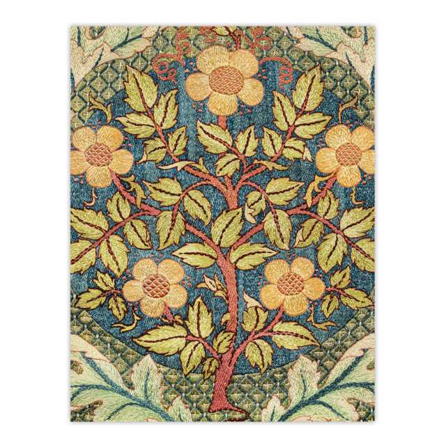 "Rose Wreath Embroidery Pattern Vintage Wall Art Print W. Morris 18x24"""
