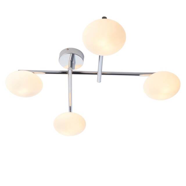 Oristano Bathroom 4 Light Ceiling Semi Flush Chrome Plate & Matt Opal Glass IP44
