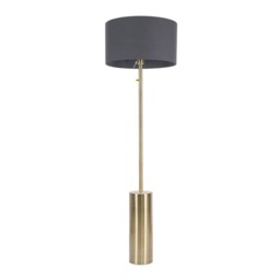 ValueLights Lexy Antique Brass Dimmable Floor Lamp Charcoal Shade and Bulb