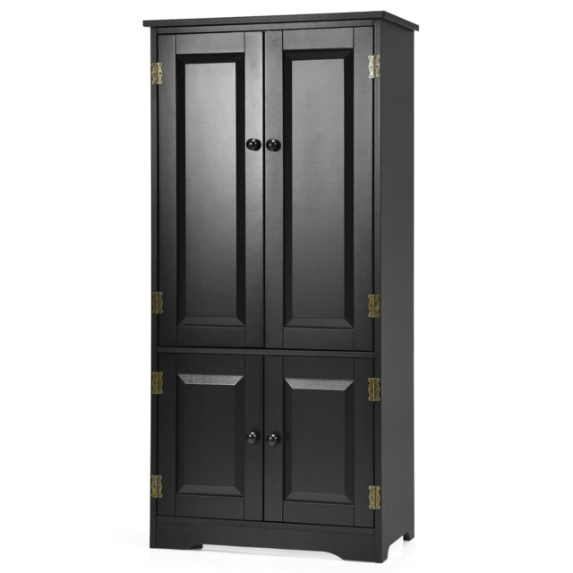 COSTWAY Kitchen Wooden Storage Cabinet Cupboard Shelf Black 1