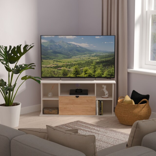 Norway Corner TV Stand in Gold Craft & Kashmir (Ready Assembled) Brown Gold Craft & Kashmir 1