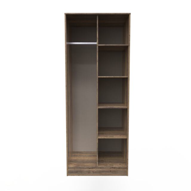 Beijing Tall Open Wardrobe in Vintage Oak (Ready Assembled) Brown Vintage Oak