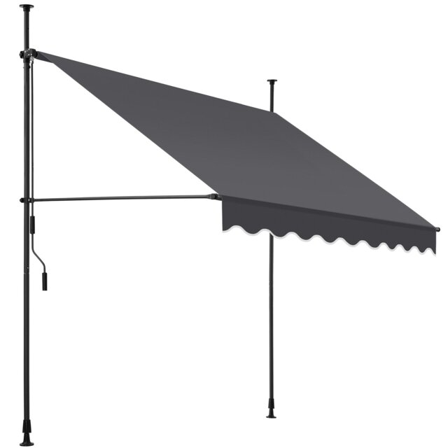 Awning with hand crank - pressure fitted , height adjustable Black black/grey 200 x 180 cm 1