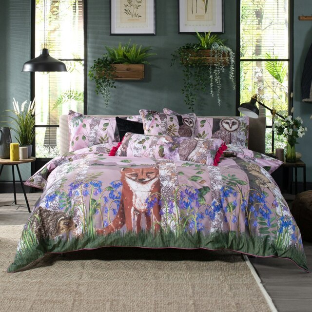 The Forest at Twilight Duvet Cover Set – 100% Cotton, 200 Thread Count, Digital Print & Piped Edge Multi Multicoloured King