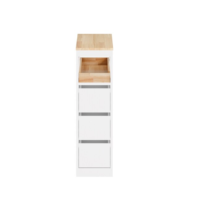 SoBuy White Bathroom Cabinet with 3 Drawers, Open Shelf & Wheels, 9.1x25.6x32.3 inches, 22.4 kg - BZR54-II-W