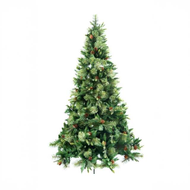 7FT Californian Boulder Bushy Look Luxurious Forest Green Artificial Christmas Tree Pine Cones Hinged Green Green