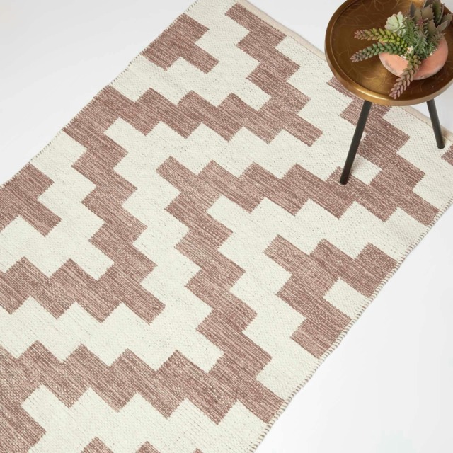 Homescapes Malina Brown and Natural Kilim Cotton Rug - 90 x 150 cm Brown 90 x 150 cm