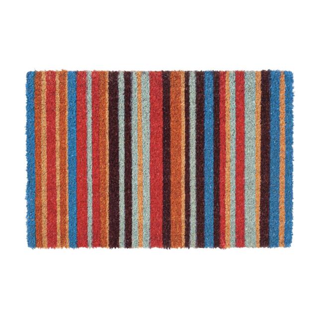 Nicola Spring 2x Coir Door Mats - 90 x 60cm - Pinstripe - Indoor Outdoor Floor Mat Dirt Trapper Rug Non Slip Backing Doormat
