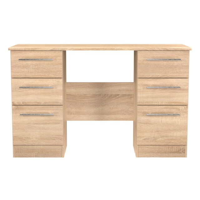 Carlton 6 Drawer Kneehole Desk in Bardolino Oak (Ready Assembled) Brown Bardolino Oak