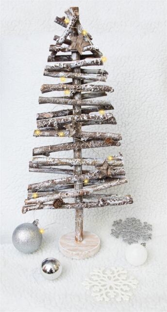 BROWN WOODEN BIRCH Christmas TREE WHITE SNOW
