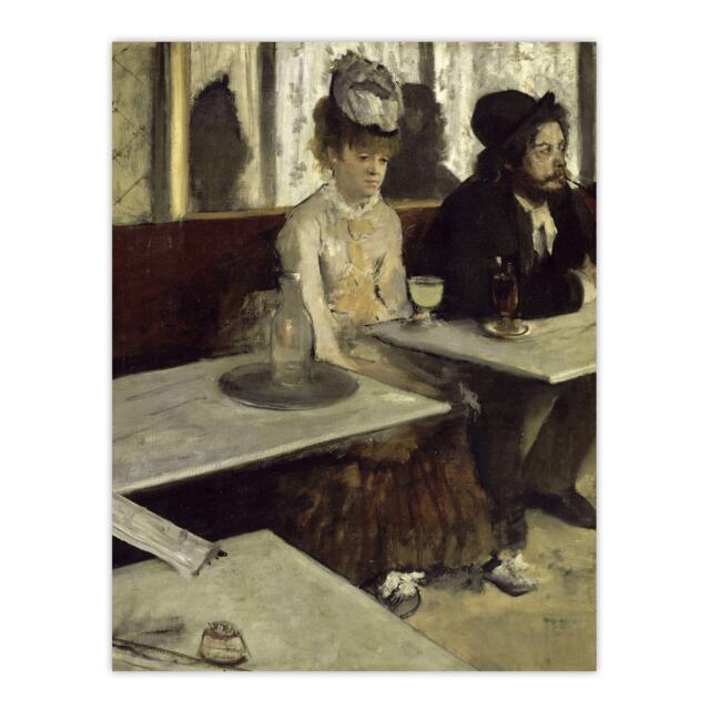 "In a Cafe Absinthe Drinkers Edgar Degas Vintage Wall Art Poster Print 12X16"""