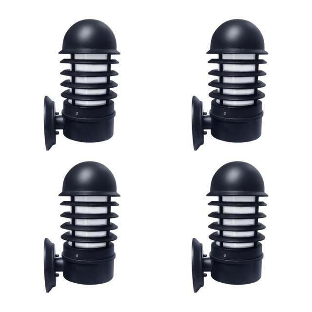 Set of 4 Mason - Black Louvred Outdoor Wall Lights
