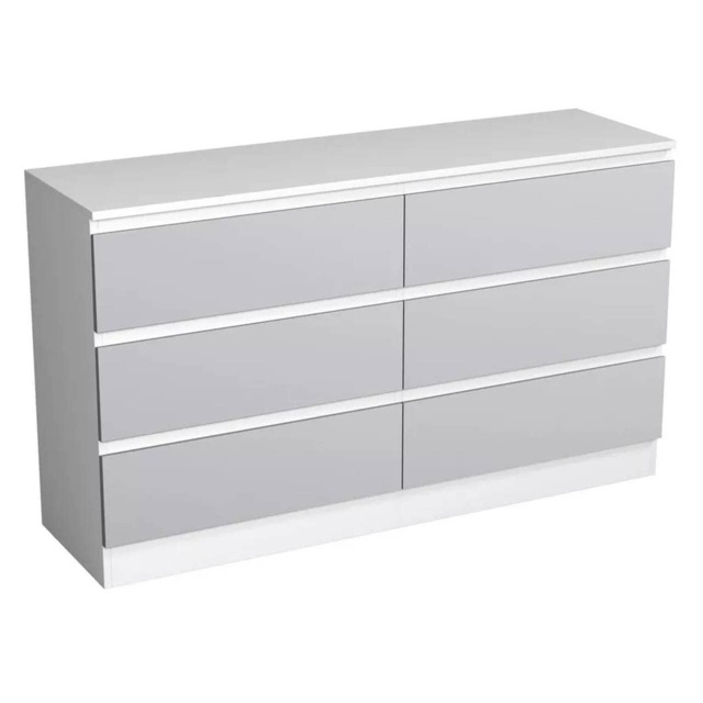 Minimalist Chest of 6 Drawers - 68.6x120x35cm White White & Grey 1