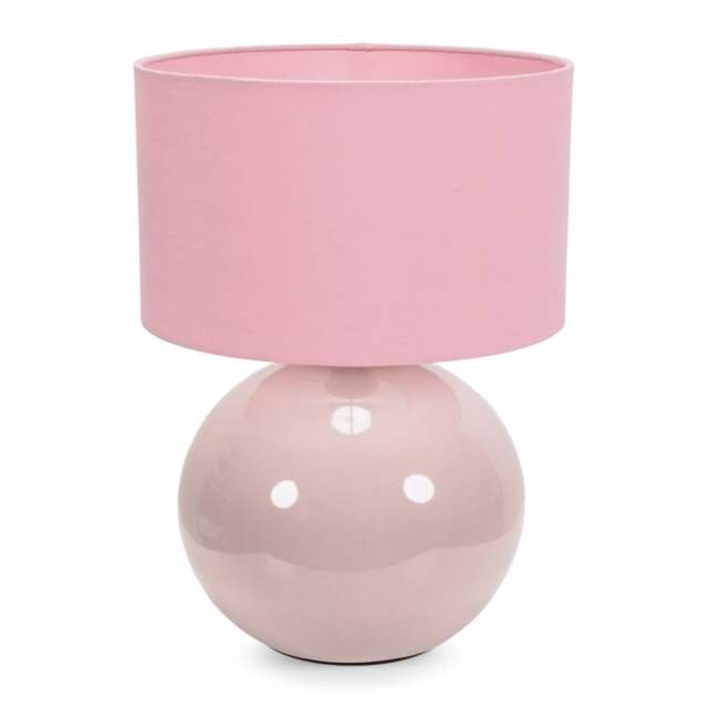 ValueLights Bosco Stone Ceramic Table Lamp Blush Pink Shade and Bulb