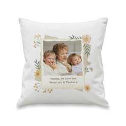 Personalised Wild Flowers Photo Upload Cushion White