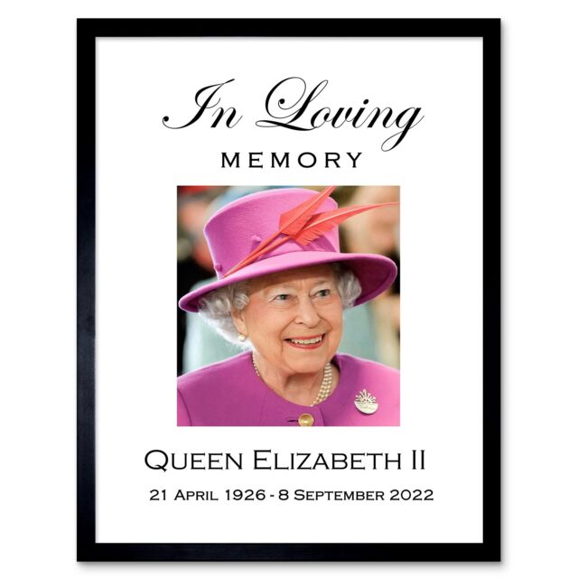 "In Loving Memory Her Majesty Queen Elizabeth II 12x16"" Framed Wall Art Print"