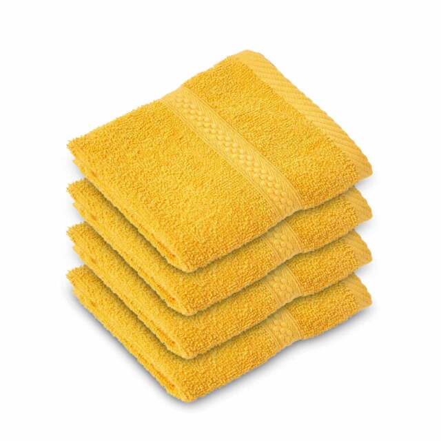 Homescapes Turkish Cotton Face Cloth - Set of 4, Ochre