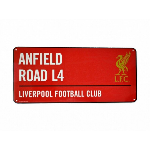 Liverpool FC Official Football Coloured Metal Street Sign - Red/White/Gold - One Size