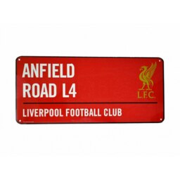 Liverpool FC Official Football Coloured Metal Street Sign - Red/White/Gold - One Size