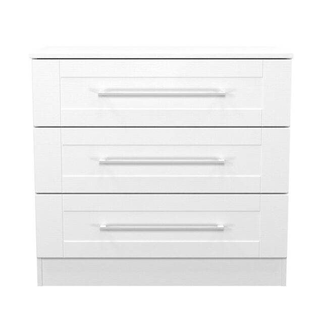 Ripon 3 Drawer Chest of Drawers in White Ash (Ready Assembled) White White Ash