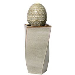 Grey Olvera Pineapple Ceramic Outdoor Garden Patio Water Feature Fountain with LED Lights H86cm
