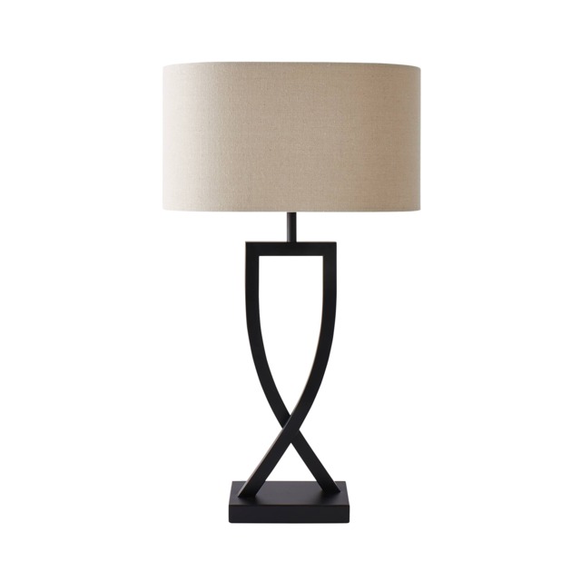 ValueLights Katniss Black Metal Table Lamp Oval Shade and Bulb